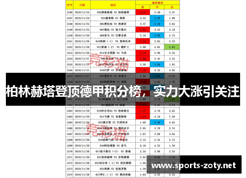 柏林赫塔登顶德甲积分榜，实力大涨引关注